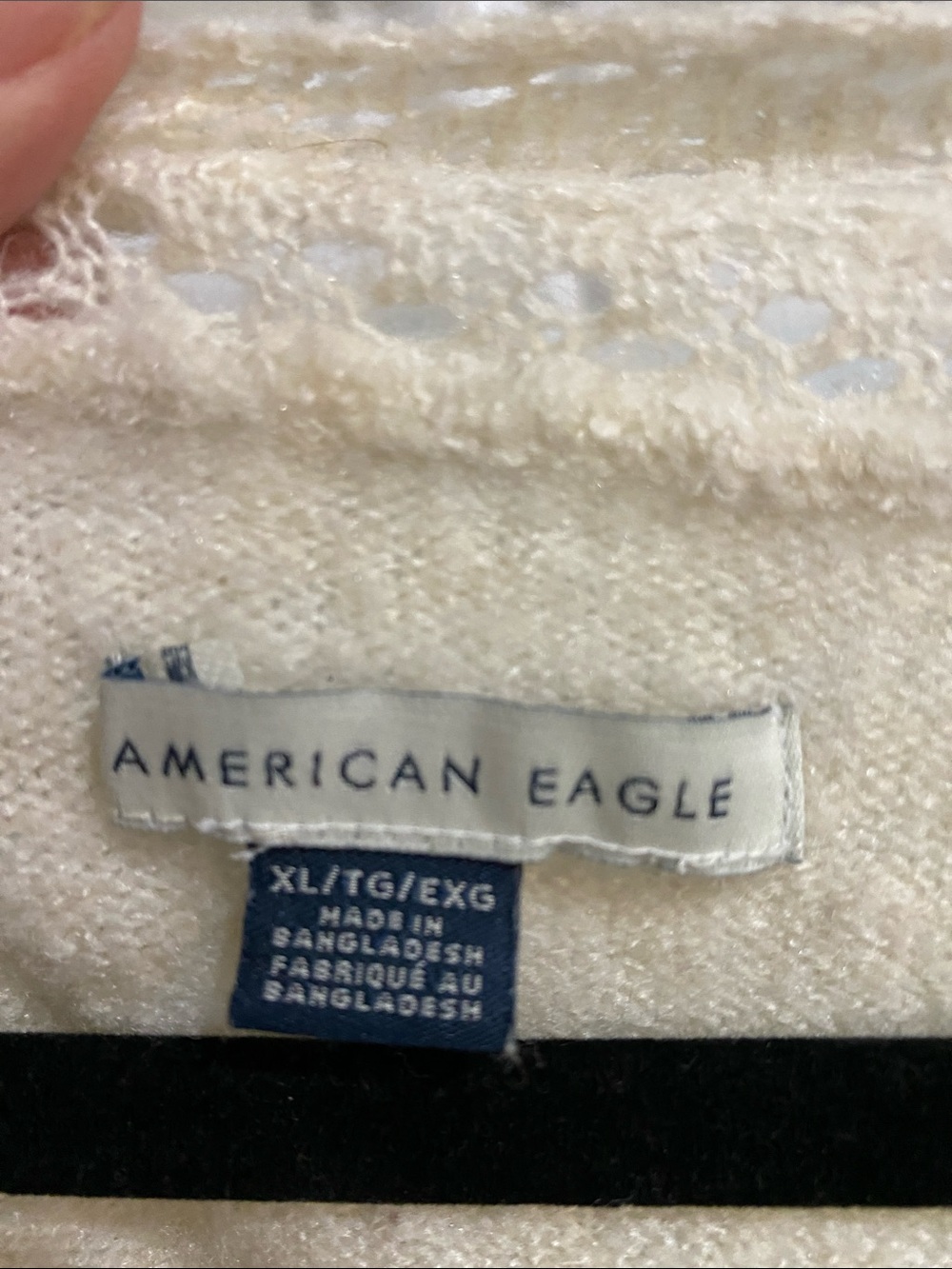 American Eagle Outfitters Cream Scoop Neck Open-Knit Shoulder Sweater - Picture 2 of 4